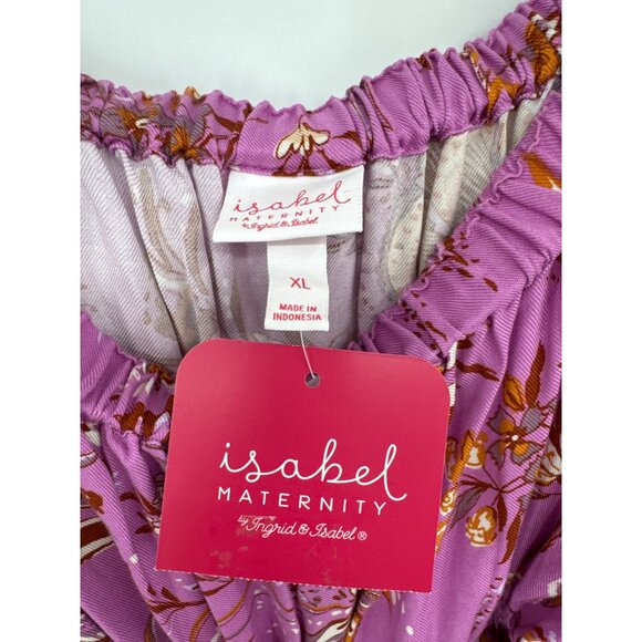Isabel Maternity By Ingrid & Isabel Purple Floral Maxi Dress XL  Rayon new - Picture 4 of 7